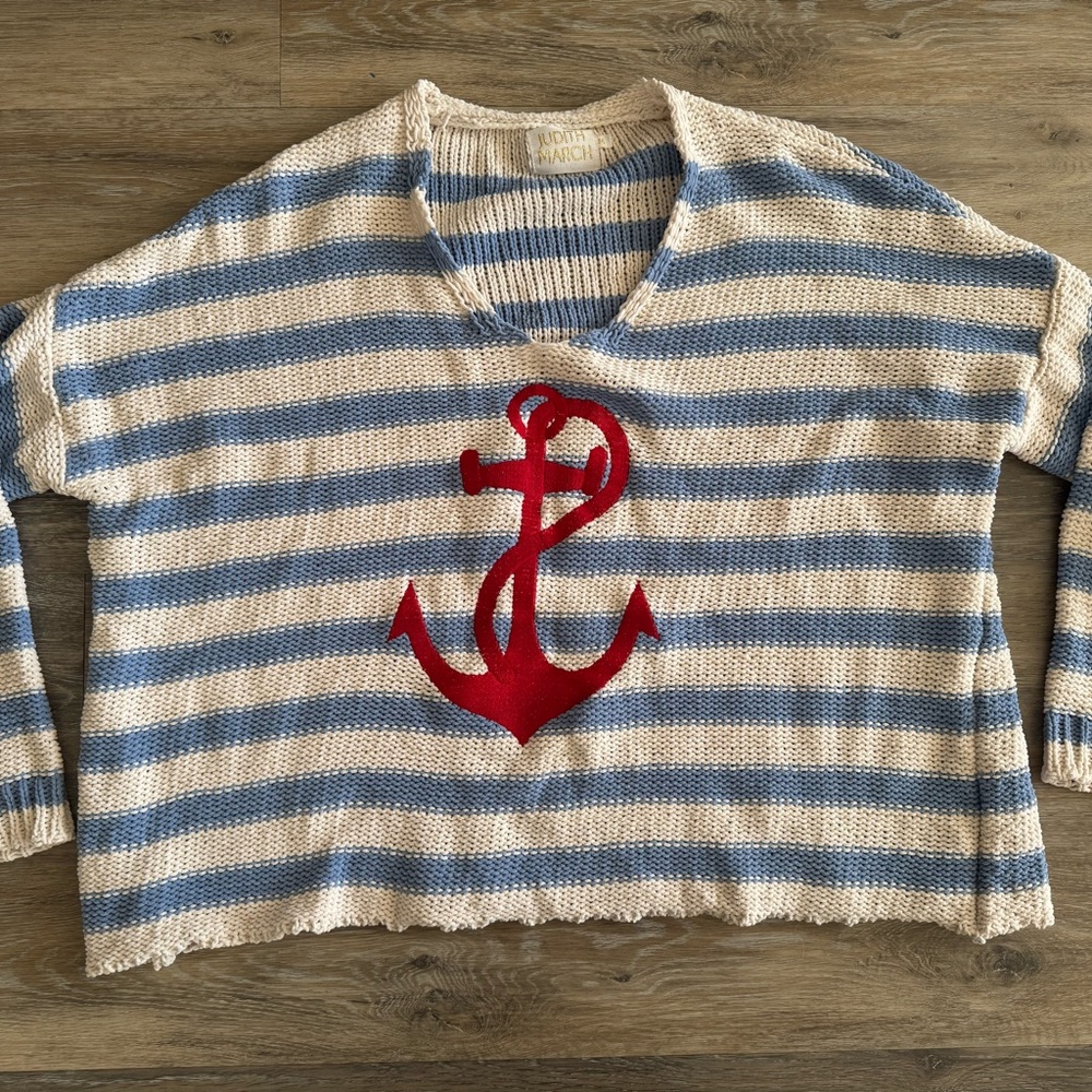 Judith March Nautical Striped Sweater - Blue, White, and Red